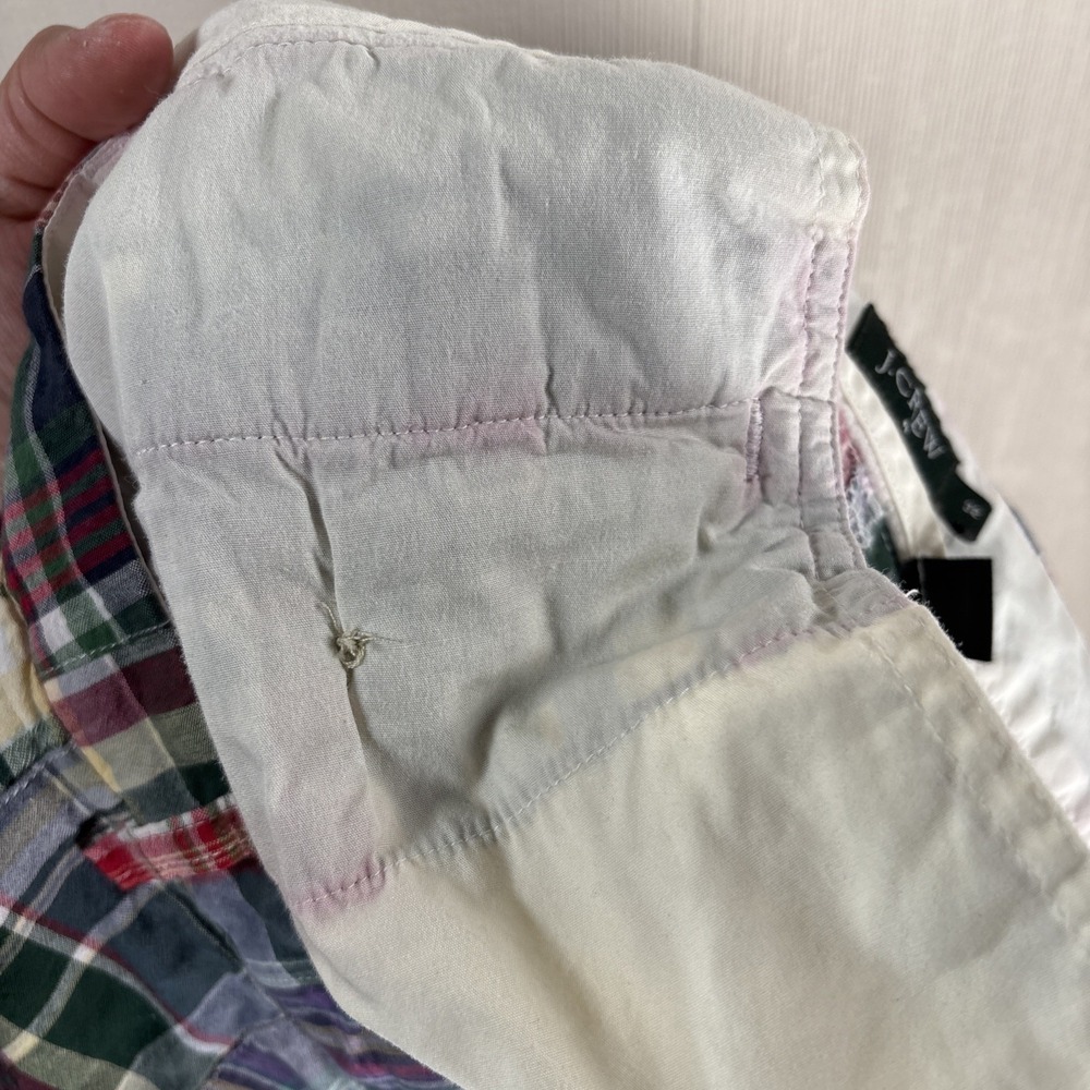 J.Crew Patchwork Shorts Mens 32 Plaid 8" Inseam Lightweight Preppy - Picture 8 of 9